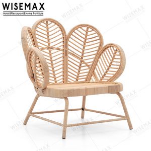 WISEMAX FURNITURE Lovely elegant flower design sofa chair natural living room rattan relaxing leisure chair