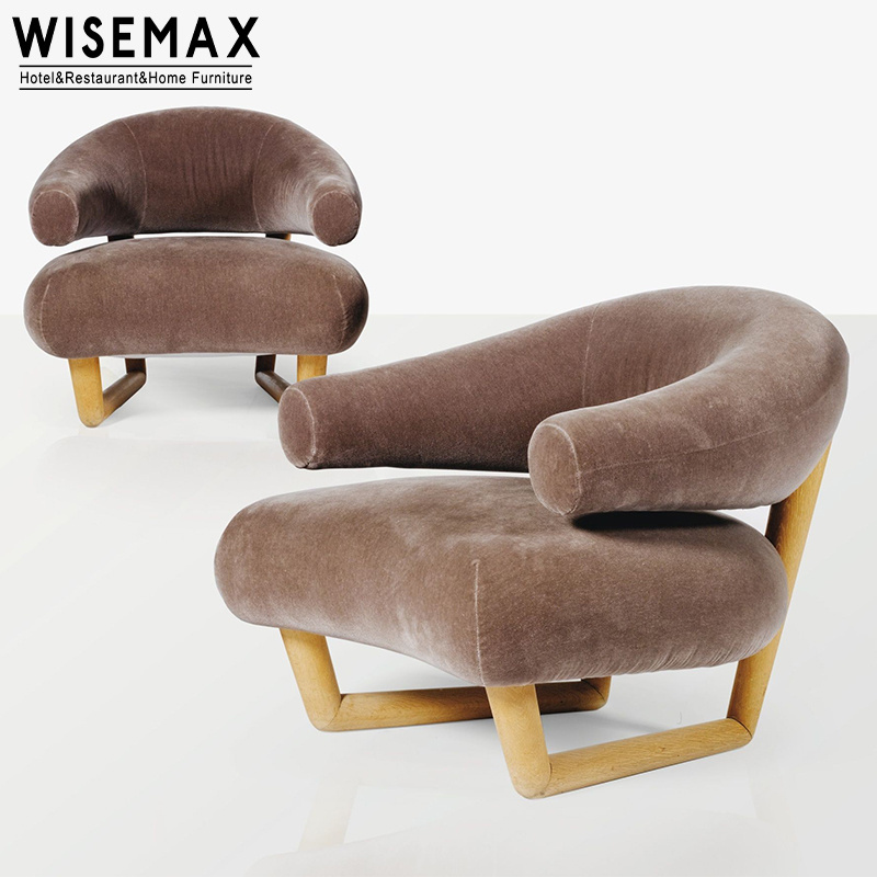 WISEMAX FURNITURE Italian Small Accent Lounge Leisure Chair Living Room Furniture Home Solid Wood Fabric Relaxing Arm Chair