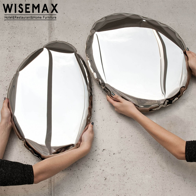 WISEMAX FURNITURE Nordic luxury funky bathroom mirrors unique stainless steel decorative wall mirror for home decor