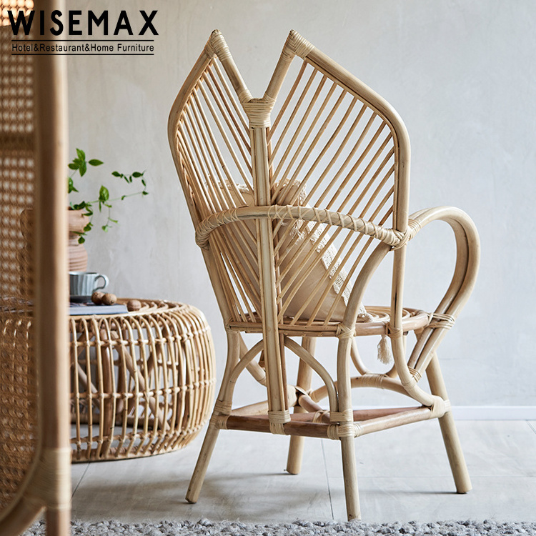 WISEMAX FURNITURE Artistic design Morocco style accent chair lively wing shape high backrest rattan wicker chair