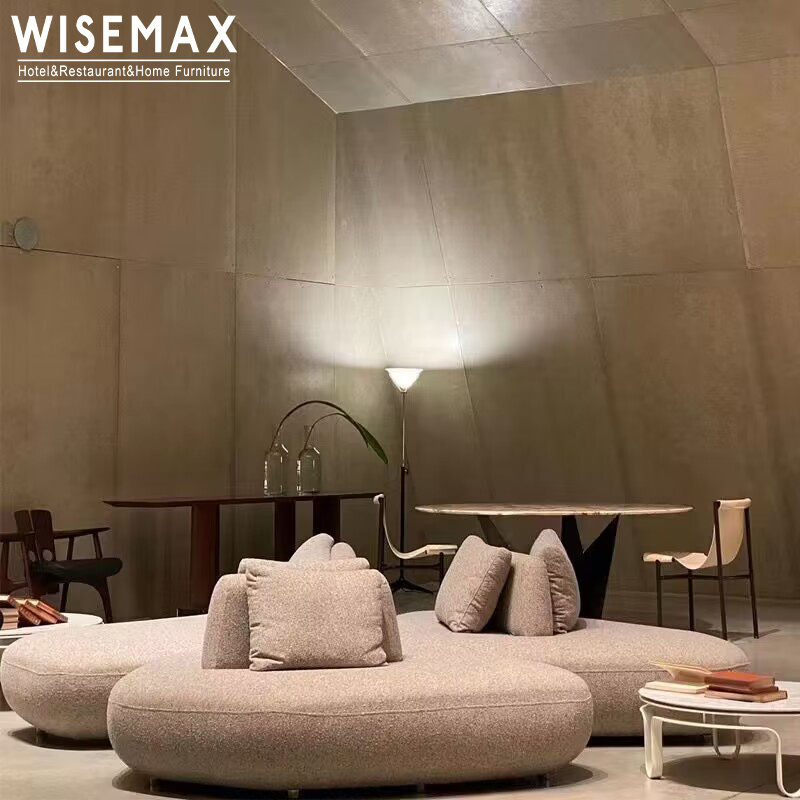 WISEMAX FURNITURE Nordic simple linen fabric sofa set hotel cafe furniture creative deep seat fabric sofa for living room