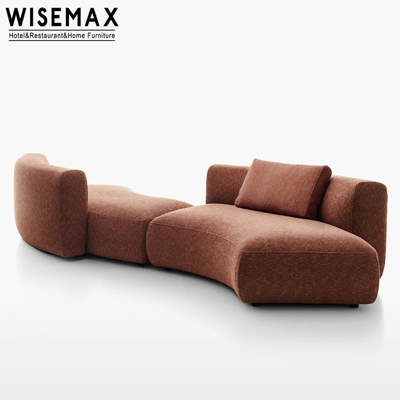 WISEMAX FURNITURE Luxury Exclusive Hotel Furniture Lobby Couch Living Room Sofas Creative S Shaped Solid Wood Fabric Curved Sofa