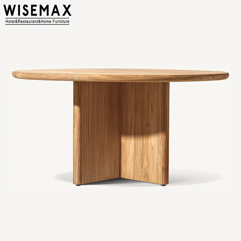 WISEMAX FURNITURE French Retro Outdoor Furniture Solid Teak Wood Round  Waterproof Dining Table For Hotel Patio Balcony