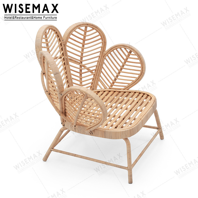 WISEMAX FURNITURE Lovely elegant flower design sofa chair natural living room rattan relaxing leisure chair