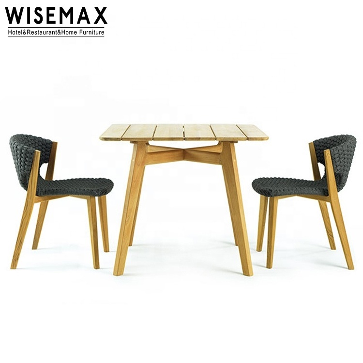 WISEMAX FURNITURE Classic teak outdoor dining table outdoor dining chair with woven rope aluminum outdoor waterproof dining set