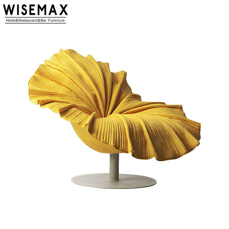 WISEMAX FURNITURE Designer living room furniture swivel home leisure chair flower shape recliner lounge chair with metal base