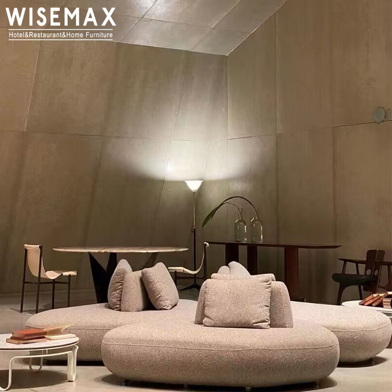 WISEMAX FURNITURE Nordic simple linen fabric sofa set hotel cafe furniture creative deep seat fabric sofa for living room