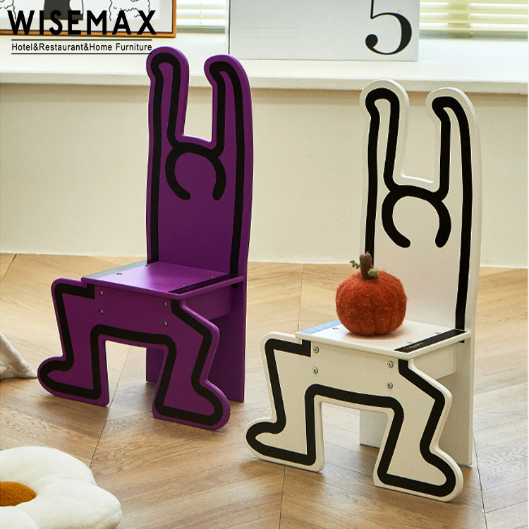 WISEMAX FURNITURE Creative Lovely Colorful Modern Lounge Chair Living Room Furniture Wooden Kids Chair For Restaurant Study Room