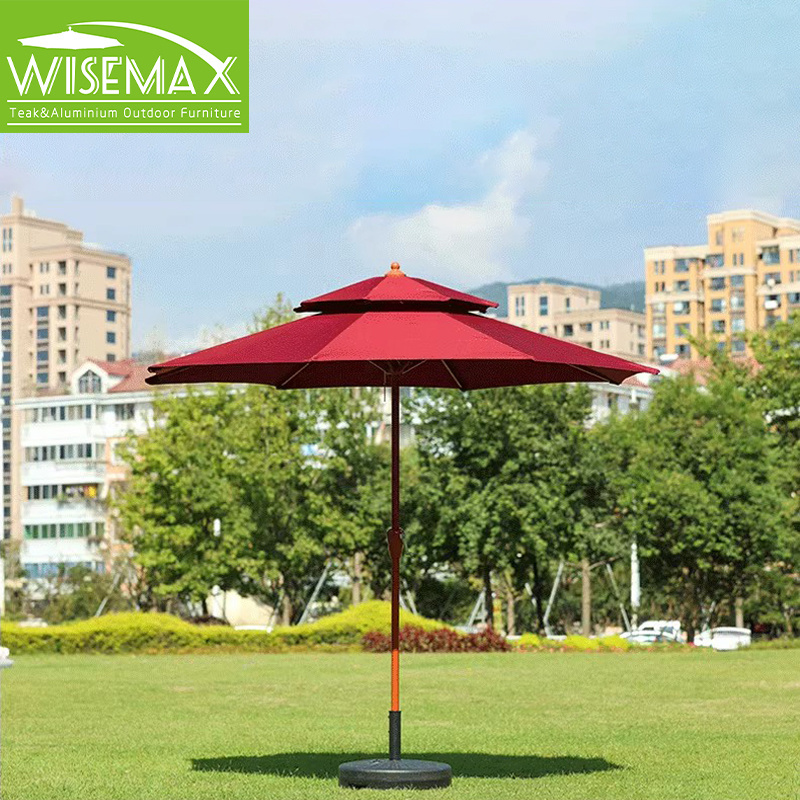 WISEMAX FURNITURE Courtyard aluminum pole sunshade umbrella  waterproof fabric parasols umbrella with marble base for poolside