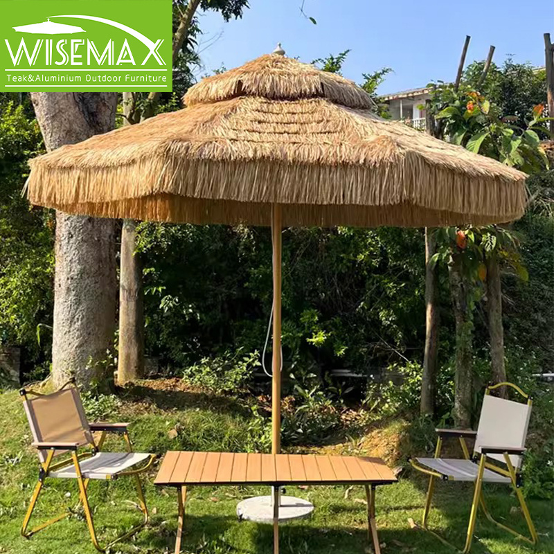 WISEMAX FURNITURE Modern aluminum outdoor umbrella polyester cloth sunshade umbrella PE thatch grass roof for patio courtyard