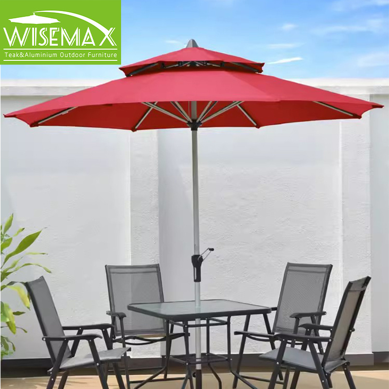 WISEMAX FURNITURE Courtyard aluminum pole sunshade umbrella  waterproof fabric parasols umbrella with marble base for poolside