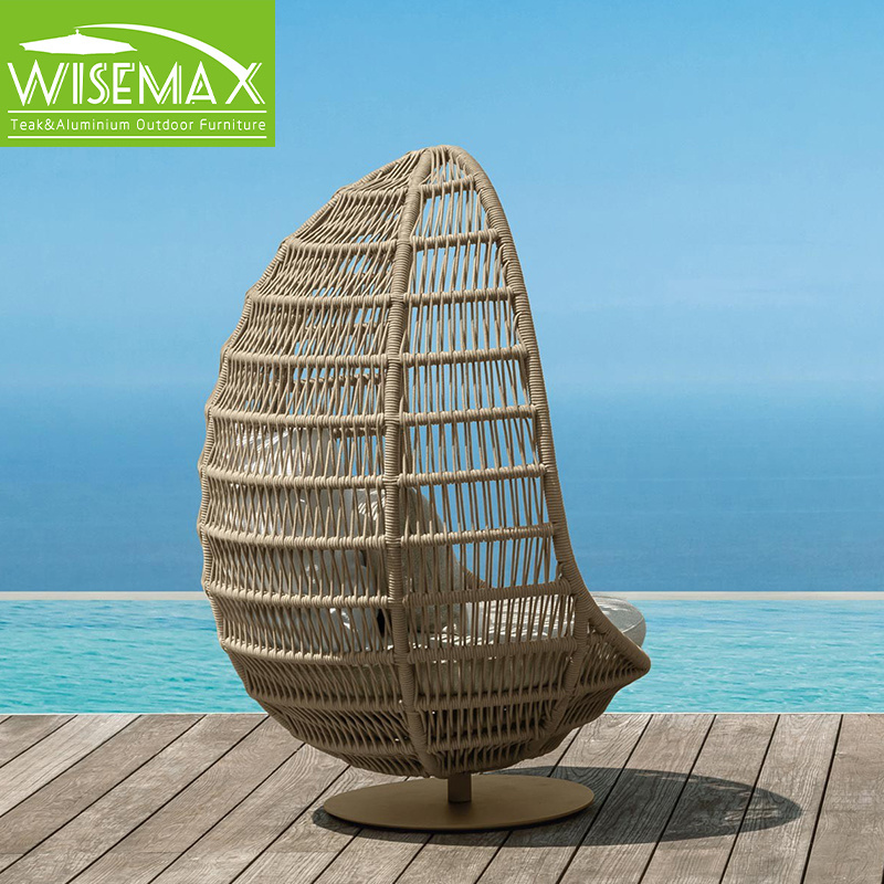 WISEMAX FURNITURE Outdoor aluminum frame hanging swing chair patio swing with rope unique egg chair swing for villa garden