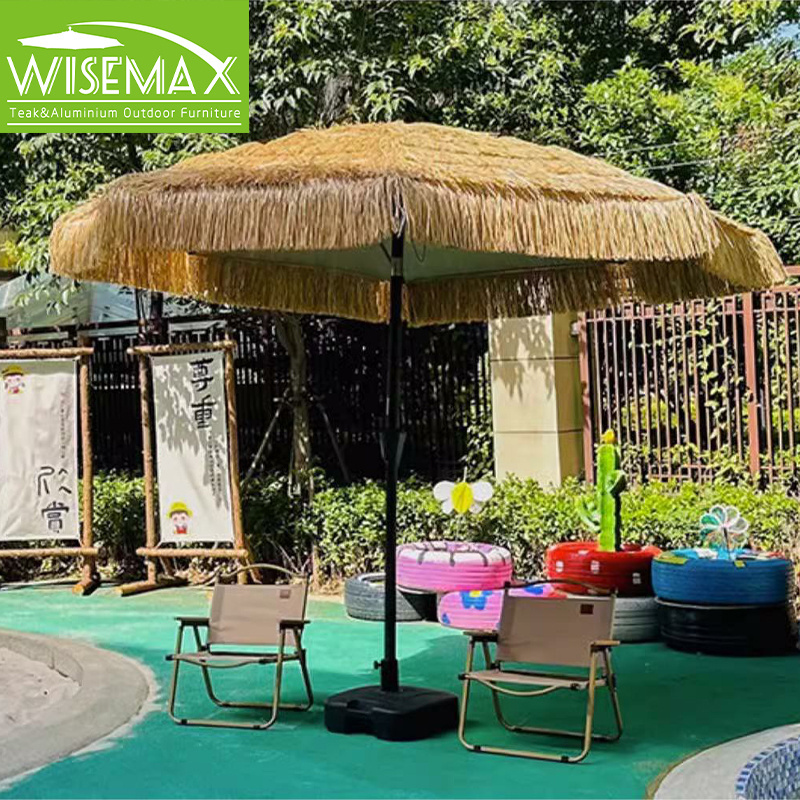 WISEMAX FURNITURE Modern style outdoor garden furniture umbrella PE rattan aluminum marble base sun umbrella for villa balcony