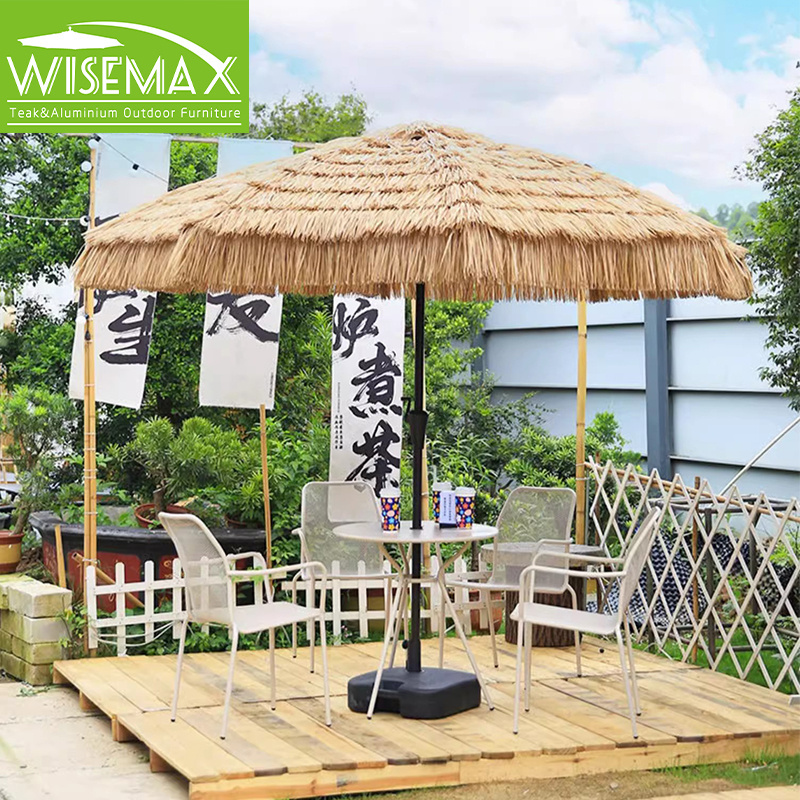 WISEMAX FURNITURE Modern style outdoor garden furniture umbrella PE rattan aluminum marble base sun umbrella for villa balcony