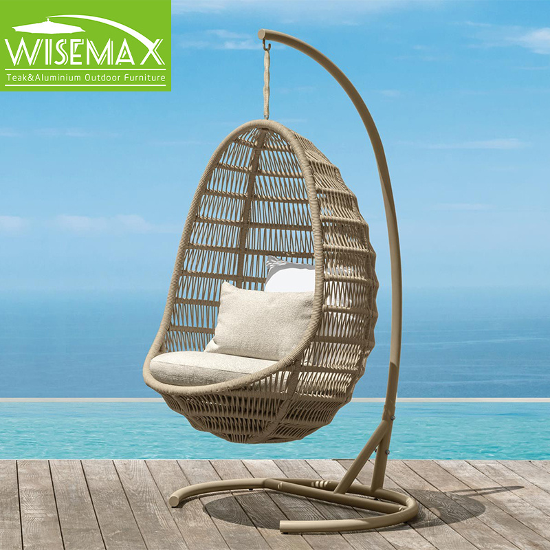 WISEMAX FURNITURE Outdoor aluminum frame hanging swing chair patio swing with rope unique egg chair swing for villa garden