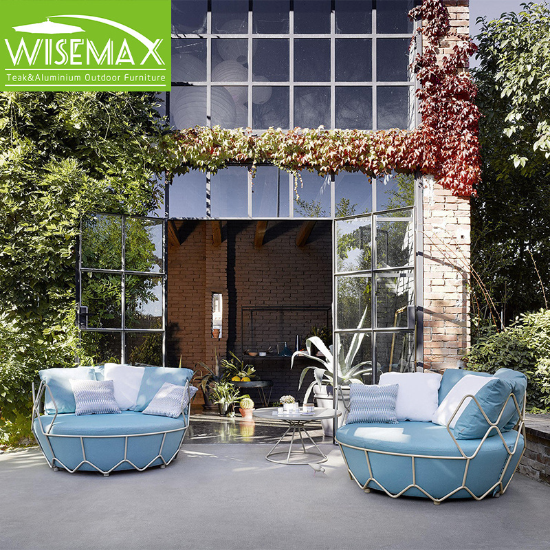 WISEMAX FURNITURE outdoor swing chair egg shaped aluminum with rope braided garden patio hanging swing for balcony daybed sets