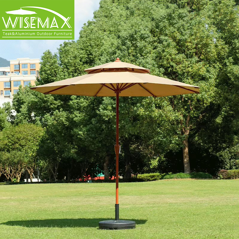 WISEMAX FURNITURE Courtyard aluminum pole sunshade umbrella  waterproof fabric parasols umbrella with marble base for poolside