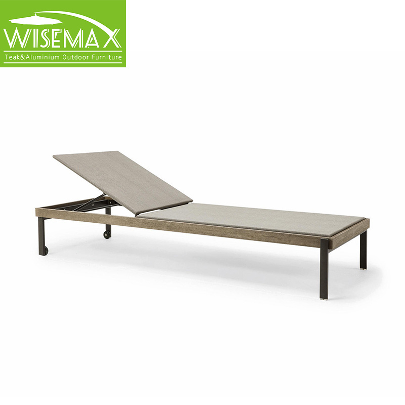 WISEMAX FURNITURE patio chaise lounger PE rope aluminum frame waterproof fabric poolside sun deck chair for garden sun lounger