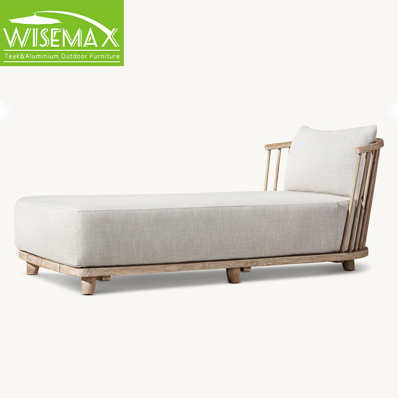 WISEMAX FURNITURE Poolside sun lounger solid teak wood frame outdoor furniture garden chaise lounge chair for villa sun deck set