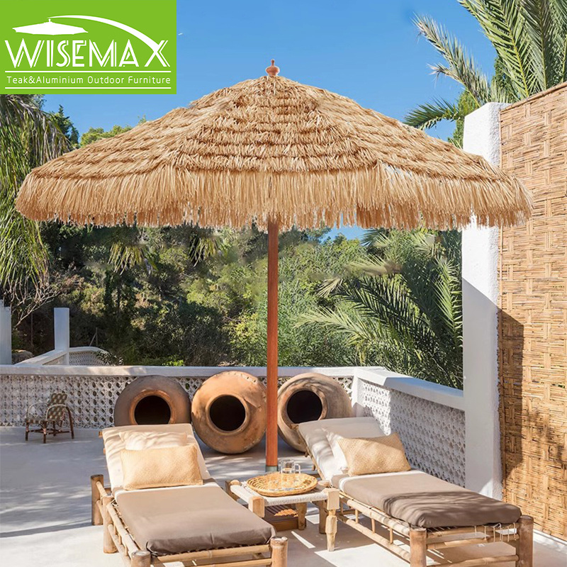 WISEMAX FURNITURE Modern style outdoor garden furniture umbrella PE rattan aluminum marble base sun umbrella for villa balcony