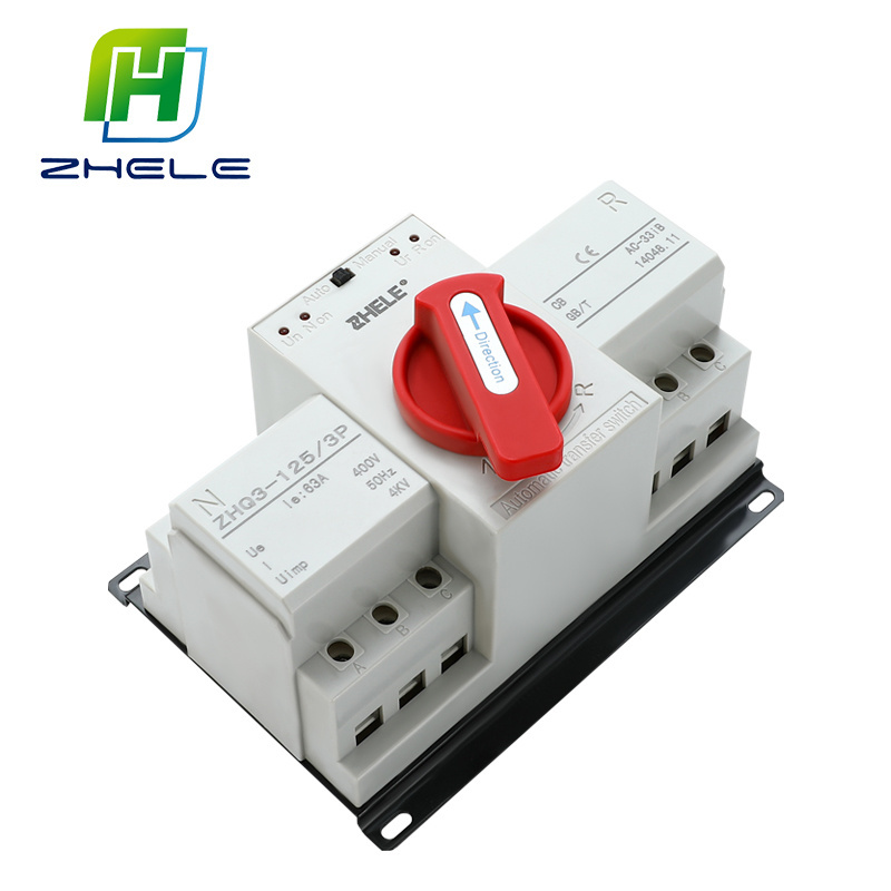 230V 400V AC 63A 80A 100A 125A 2P 3P 4P Single Phase ATS Dual Power Automatic Transfer Switch For Generator for solar