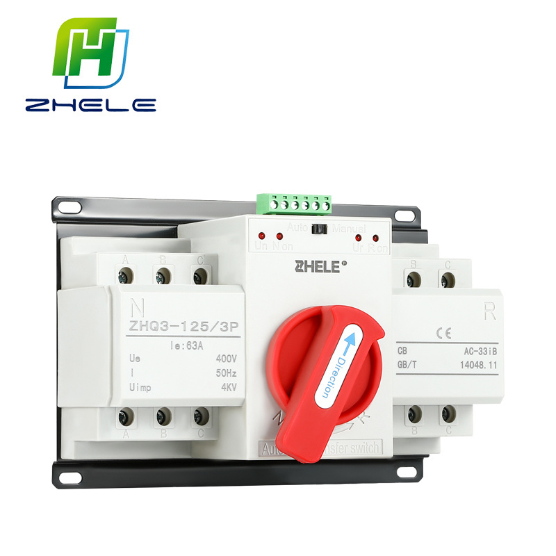 230V 400V AC 63A 80A 100A 125A 2P 3P 4P Single Phase ATS Dual Power Automatic Transfer Switch For Generator for solar