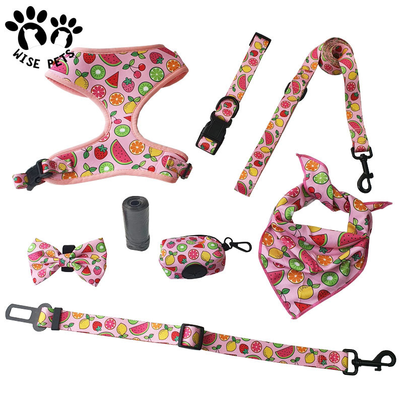 Custom dog harness set heat transfer printed pet harnesses dress collar leash set tactical pet safety vest for medium large dogs