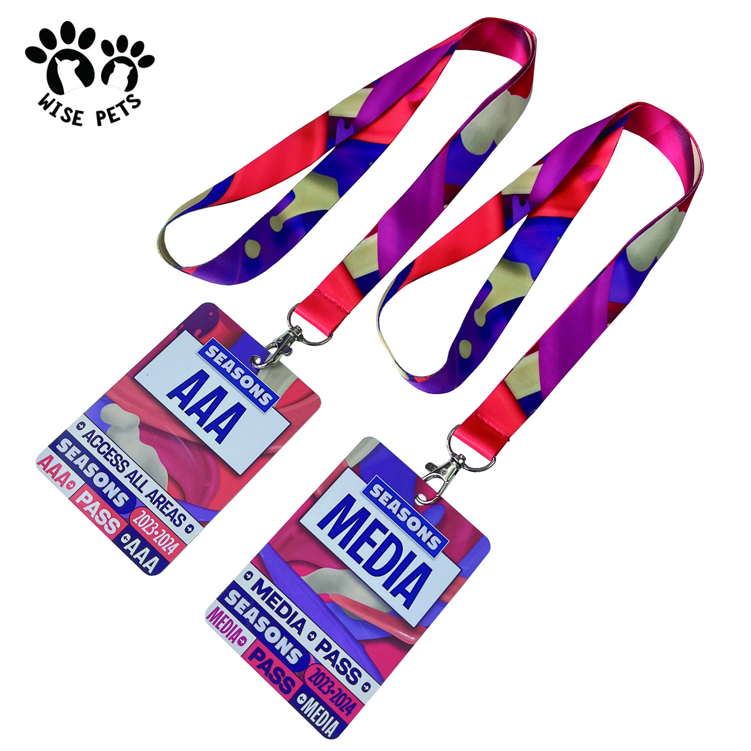 Hot Sale Two Sides Printing ID Card Lanyards Multi Colors ID Badge Holders Polyester Neck Lanyard with Personalized Printed Card