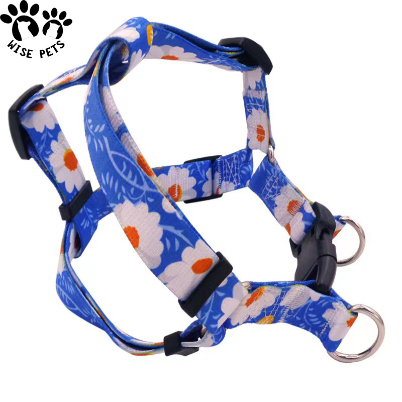 Custom dog harness set heat transfer printed pet harnesses dress collar leash set tactical pet safety vest for medium large dogs