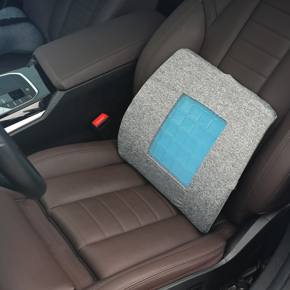 Wholesale OEM Orthopedic Gray Gel Car Memory Foam Lumbar  Rest Back Support Pillow