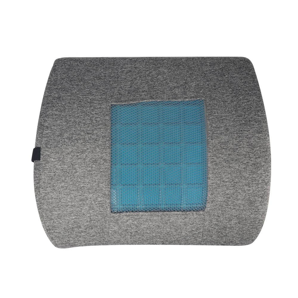 Wholesale OEM Orthopedic Gray Gel Car Memory Foam Lumbar  Rest Back Support Pillow