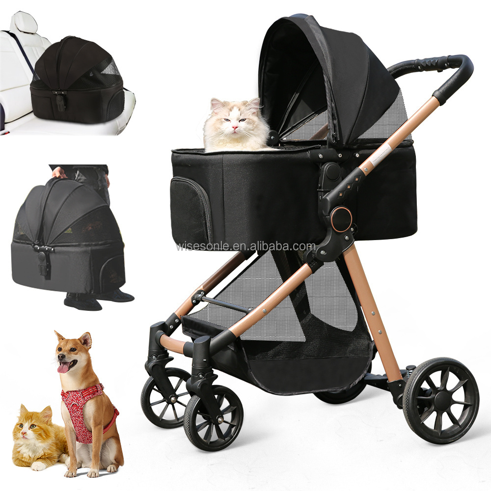 Pet Stroller for Small Cat Dog Lightweight Foldable Carriage Having Storage Basket and Cup Holder