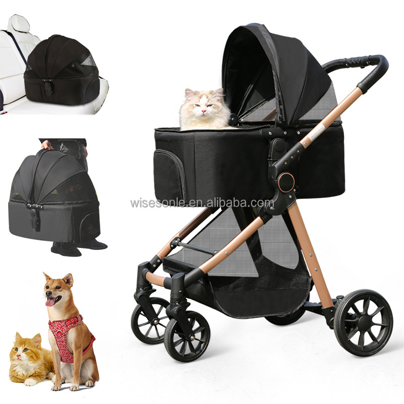 Dog Stroller for Small Dogs Folding 3 in 1 Pet Stroller for Cats Travel Dog Stroller with Removable Carrier Grey