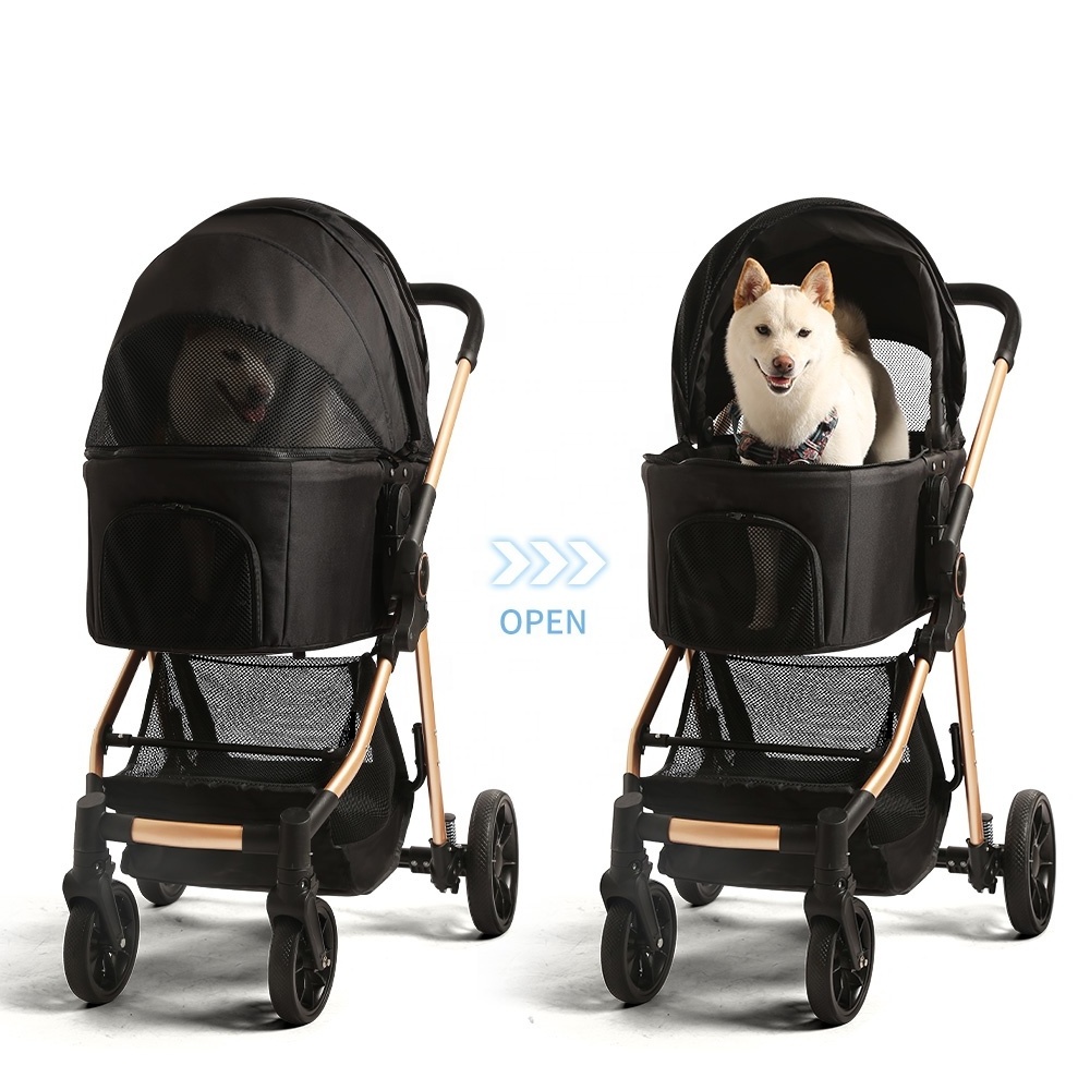 Dog Stroller for Small Dogs Folding 3 in 1 Pet Stroller for Cats Travel Dog Stroller with Removable Carrier Grey