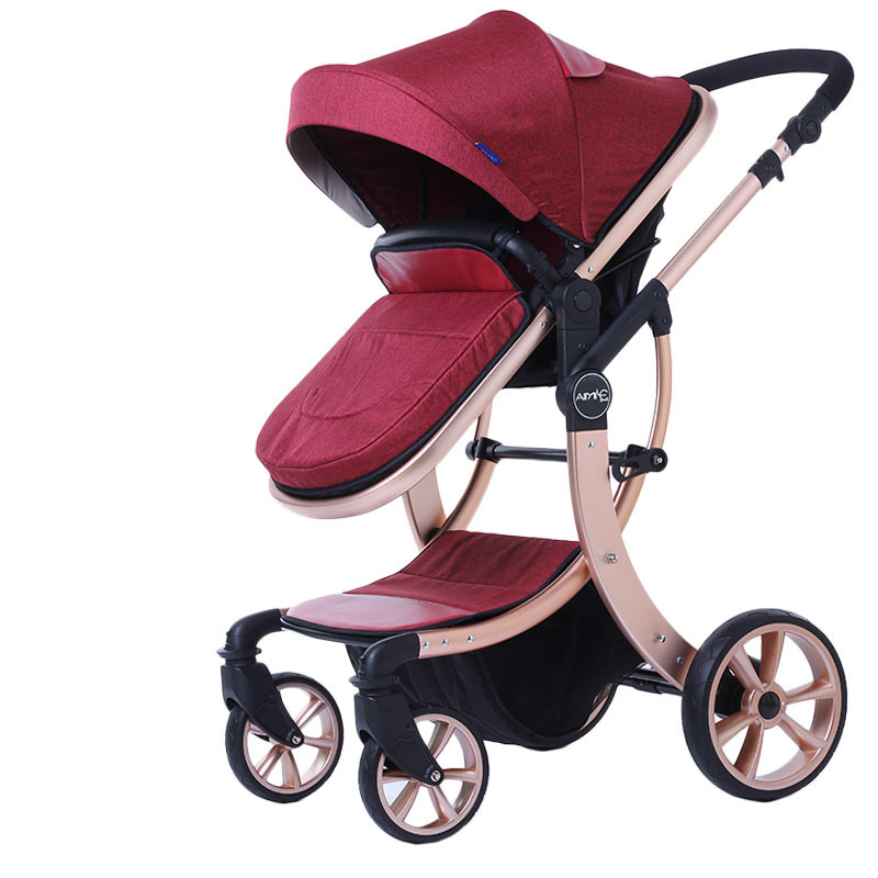 Children  Baby Carriage Trolley Luxury Baby Pram Stroller Oxford Canopy High Landscape Pushchair Baby Stroller 2 in 1