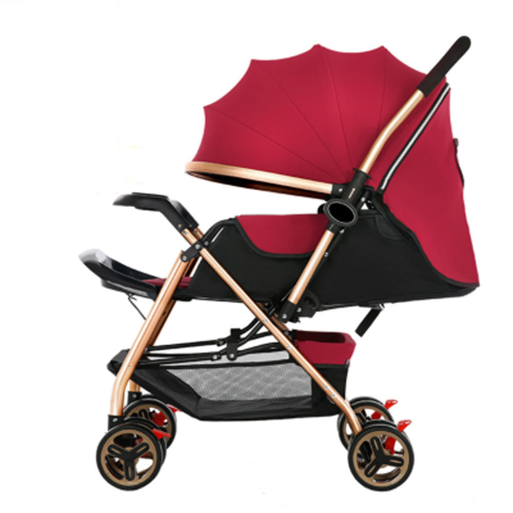 Luxury Baby Stroller Aluminum Alloy Frame Cotton Canopy Stroller 360 Rotating Wheel Multifunctional Baby Stroller