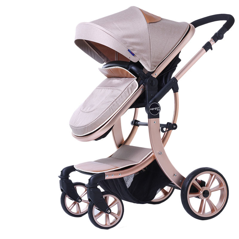 Children  Baby Carriage Trolley Luxury Baby Pram Stroller Oxford Canopy High Landscape Pushchair Baby Stroller 2 in 1