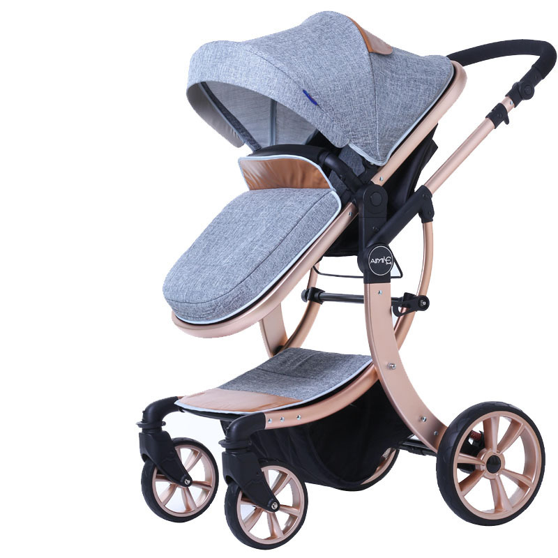 Children  Baby Carriage Trolley Luxury Baby Pram Stroller Oxford Canopy High Landscape Pushchair Baby Stroller 2 in 1