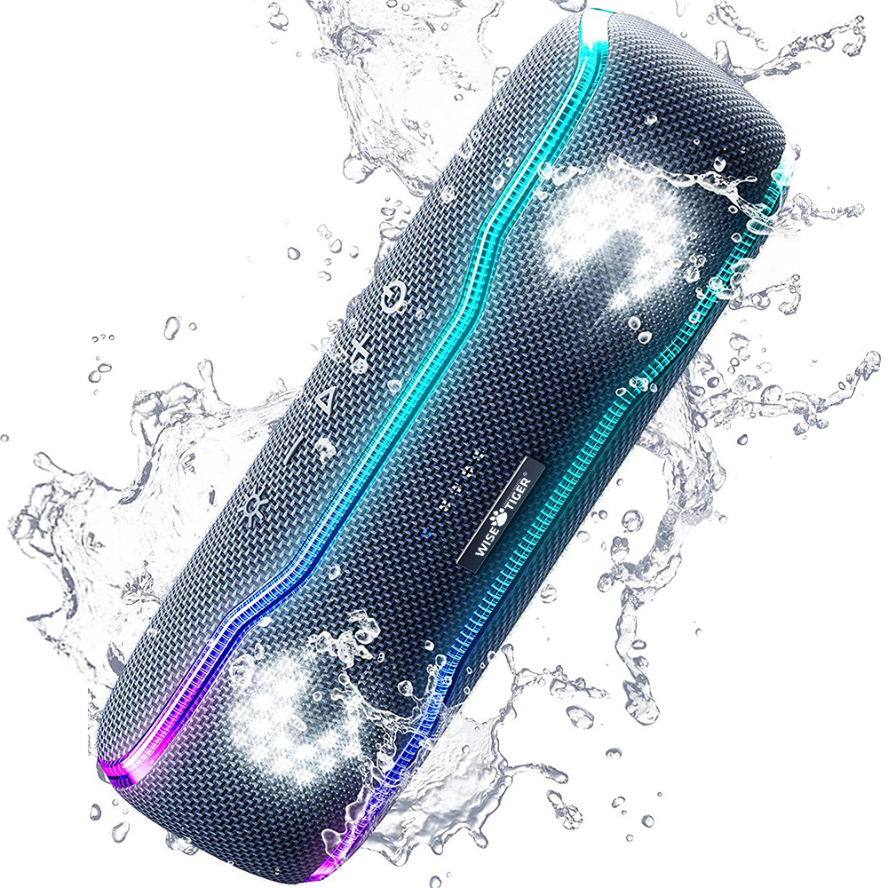 Bluetooth Speakers Portable Speakers Wireless with 25W Loud Stereo SoundIPX7 Waterproof Shower Speakers Multi Colors RGB Light