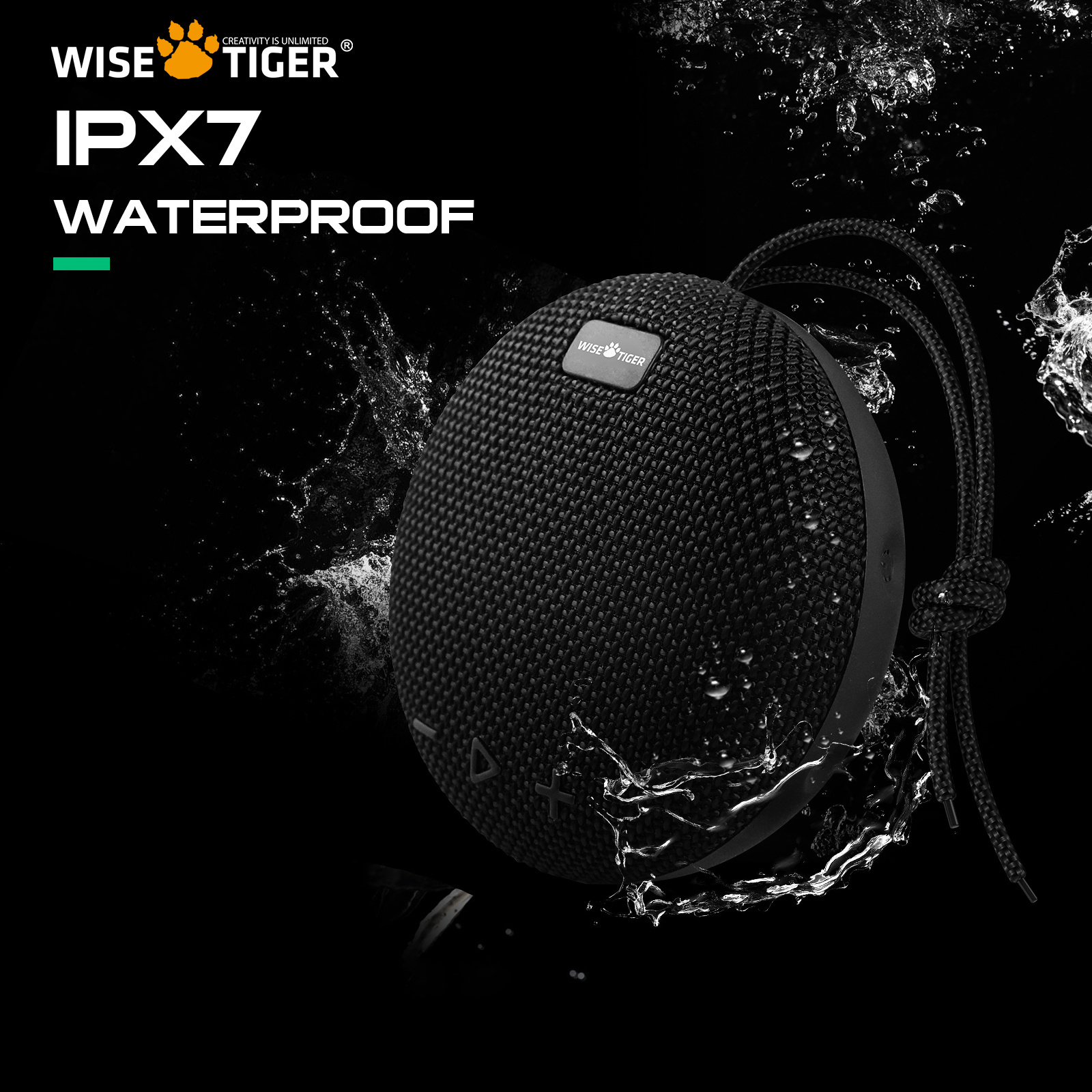 WISETIGER Bluetooth Speaker Portable Outdoor Sports Sound Box IPX7 Waterproof Wireless Stereo Surround BT5.0 Speaker with Bass