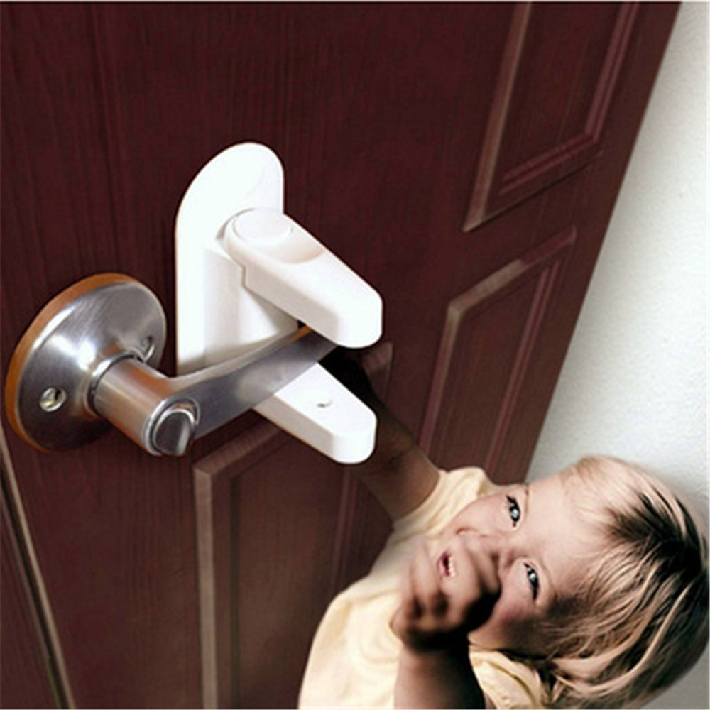 Updated Childproof Door Lever Lock Prevents Toddlers from Opening Doors Door Handle Lever Lock with 3M Adhesive Backing