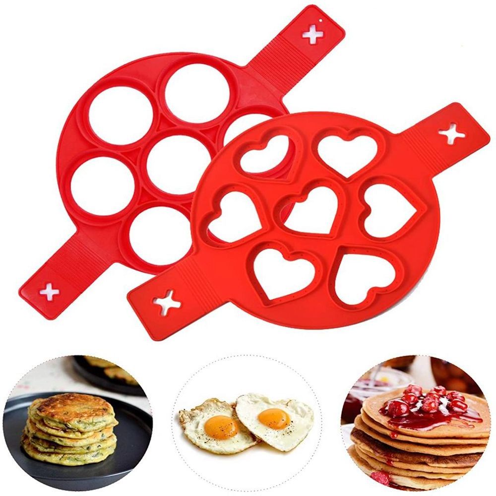 Pancake Mold Maker Nonstick Silicone Egg Rings Egg Cooker Muffin Round Heart Shape Mold Cooking Tool for Frying Muffin Pancake