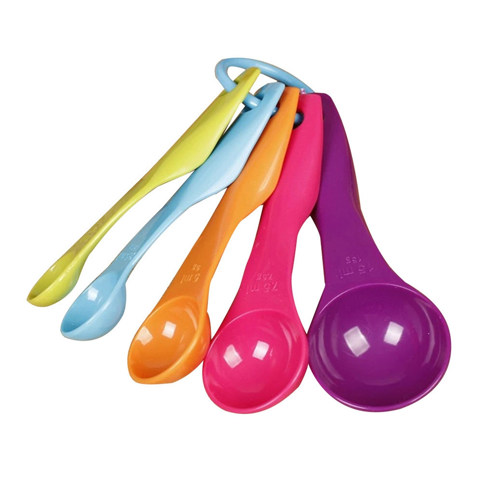 Colorful 5pcs Measuring Spoons Plastic Teaspoon Measure Spoon Cups Gram Scoop Ladle Kitchen Accessory Kitchen Bathroom Decor