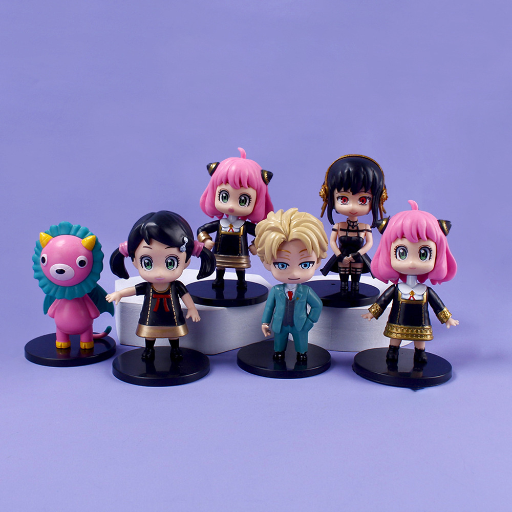 Wholesale 6 Pcs/Set Spy X Family Anya Forger Chibi Anua Anime Figure With Base Anime Figure Model Toy For Kids Gifts