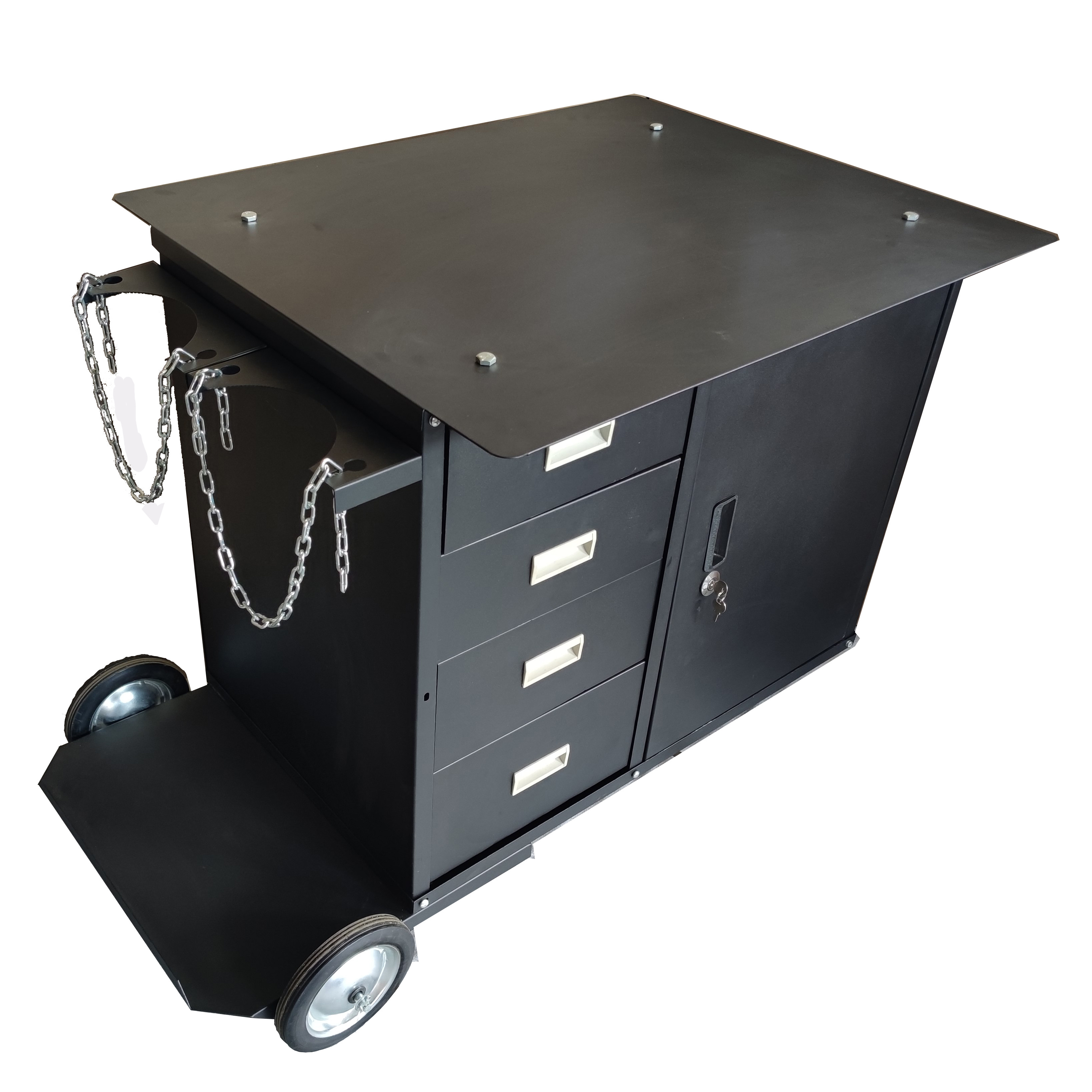 Heavy-Duty Welding Workstation with 4-Drawers Professional Tool Trolley Cart Multi-Function Welding Cart