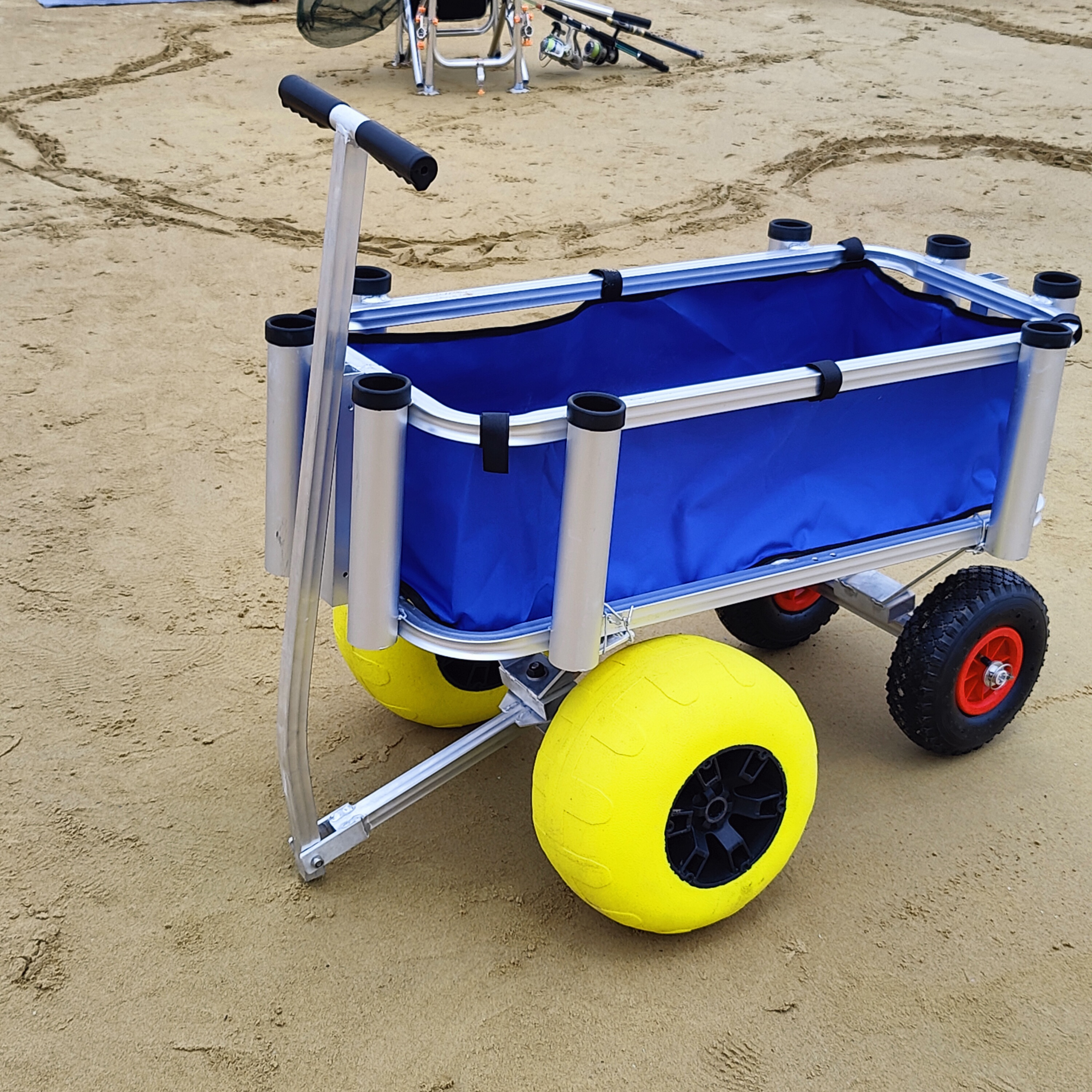 Blue Fish and Marine Cart Outdoor Fishing Rolling Wheel Wagon