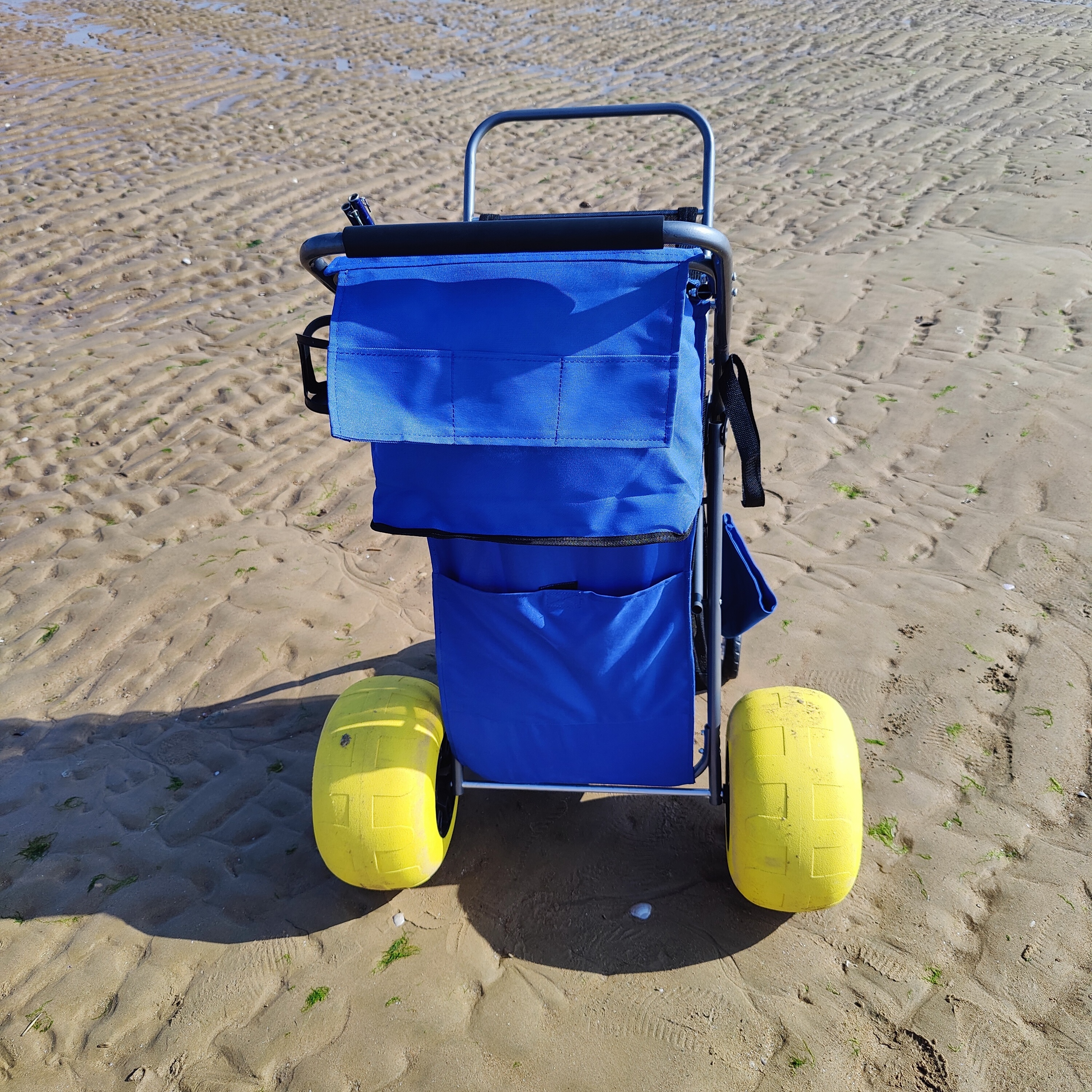 High quality Beach Dolly Cart Collapsible Aluminum Beach Trolley with Airless Big Balloon Wheels for Sand