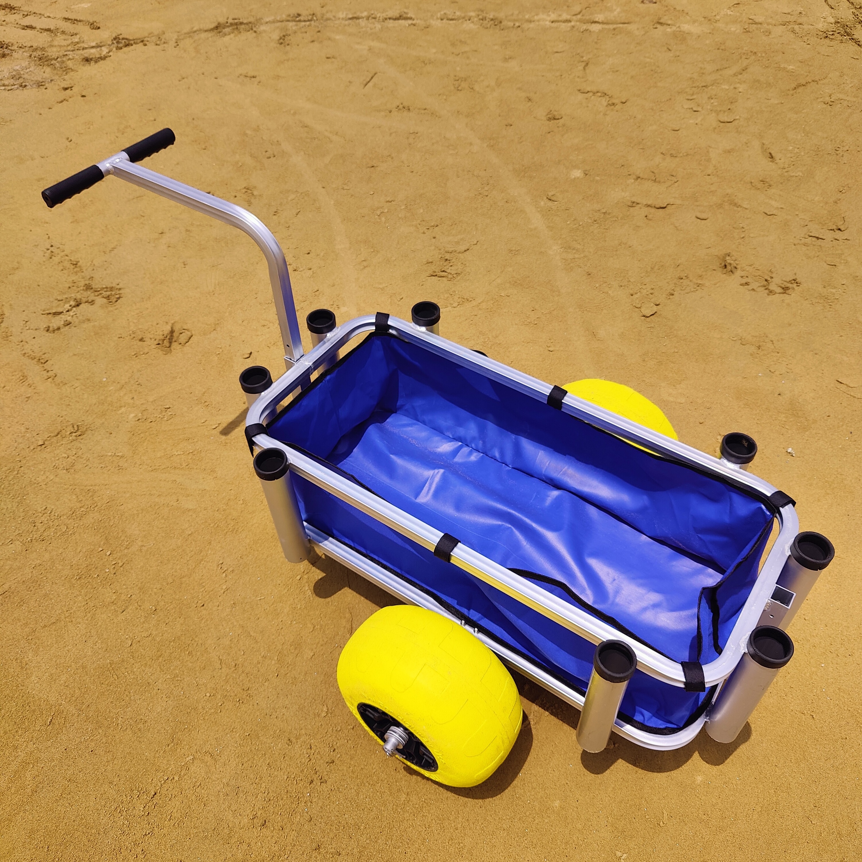 Outdoor Aluminium Fishing Beach Cart Trolley with 2 Balloon Tires Beach Fishing Cart