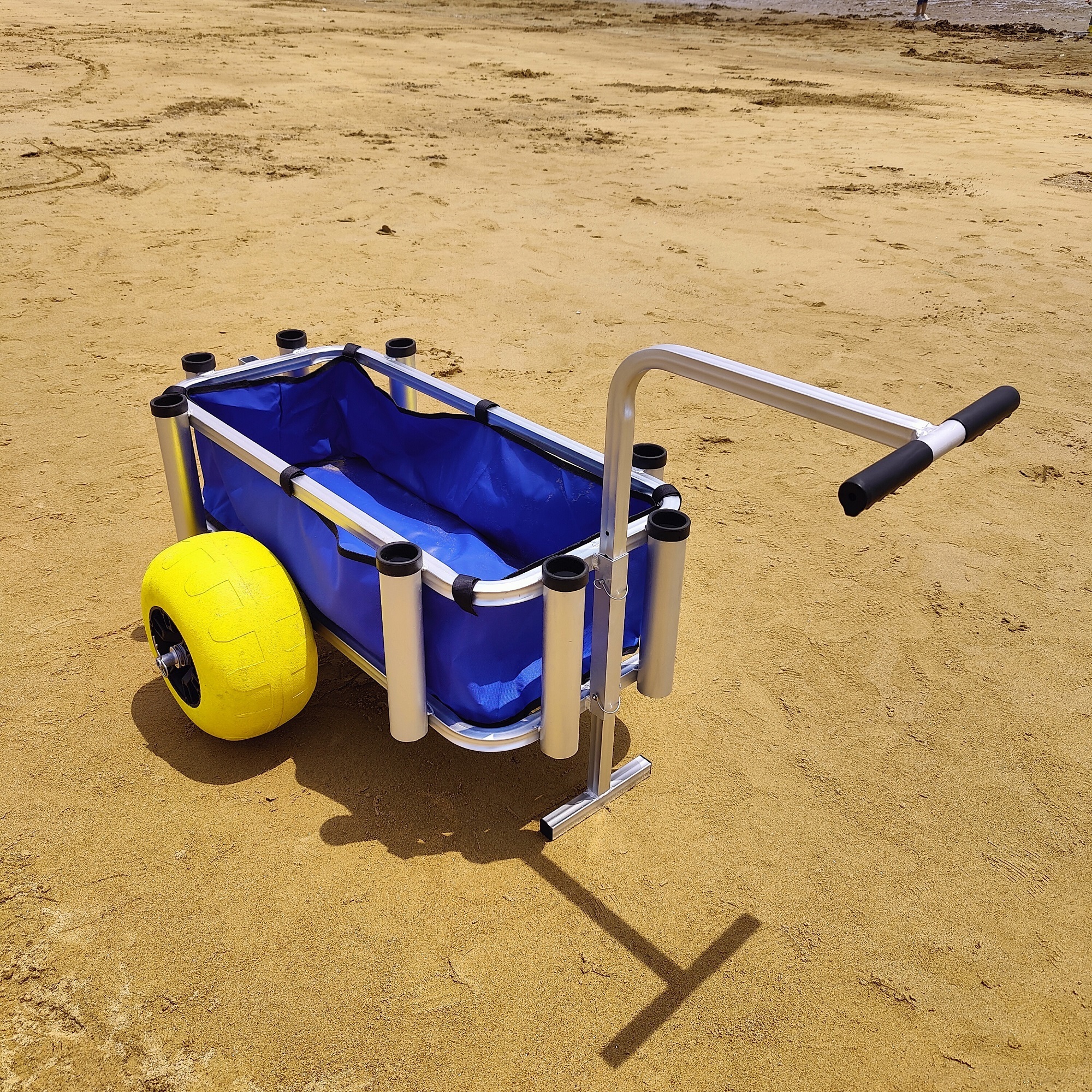 Outdoor Aluminium Fishing Beach Cart Trolley with 2 Balloon Tires Beach Fishing Cart