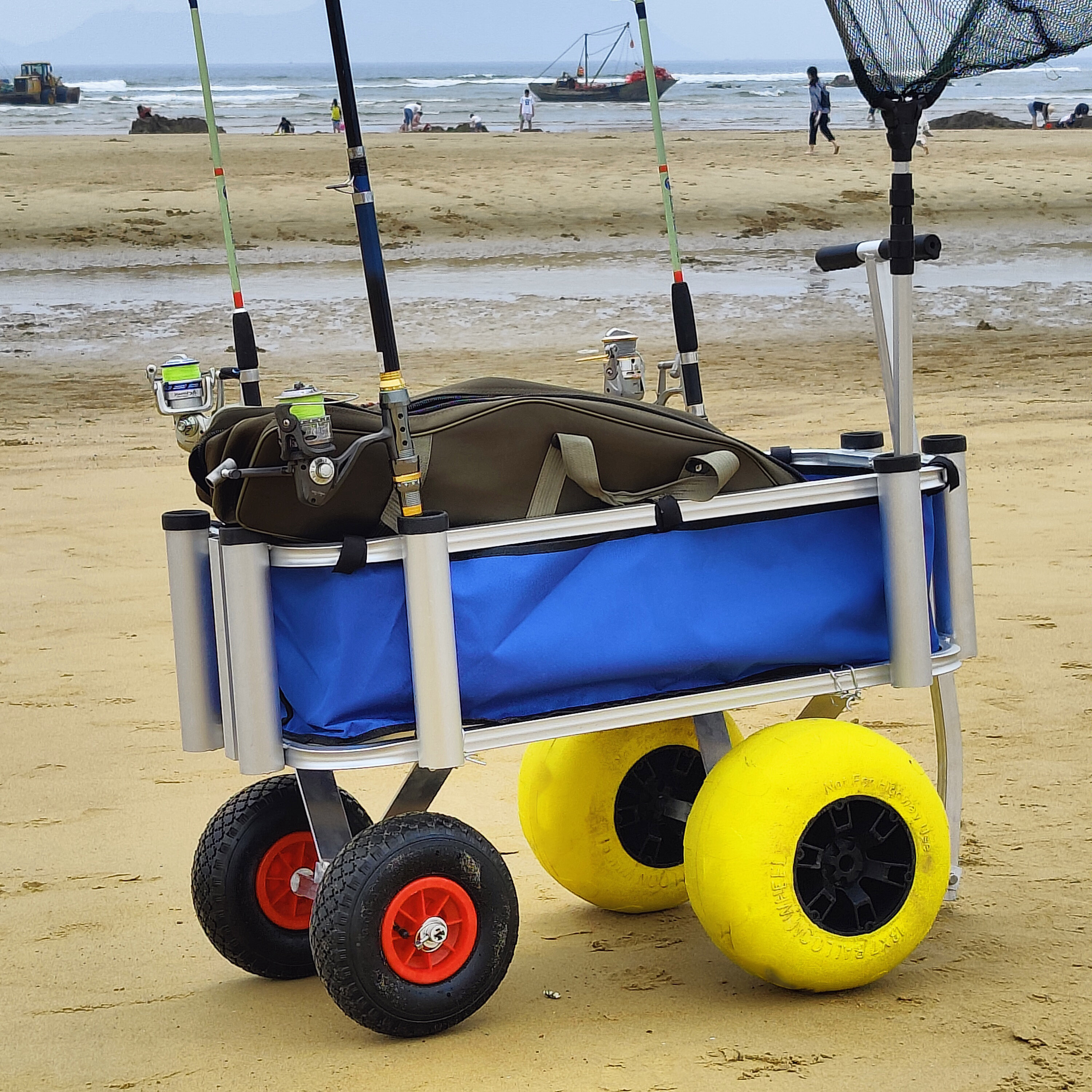 Blue Fish and Marine Cart Outdoor Fishing Rolling Wheel Wagon